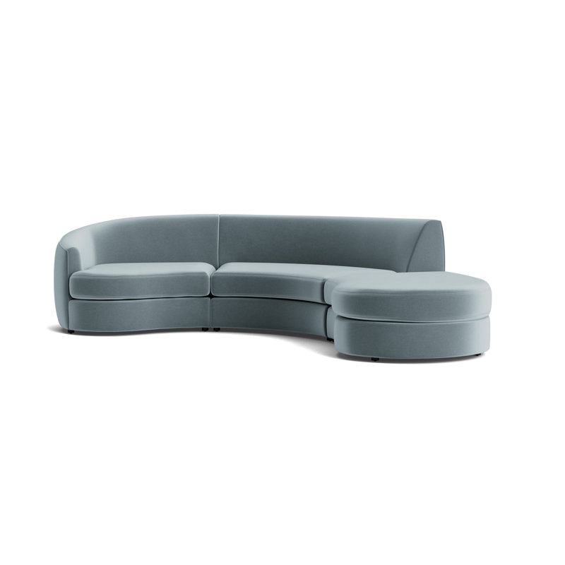 Giselle 3-Piece Left Arm Sectional, Performance Velvet - Harbor