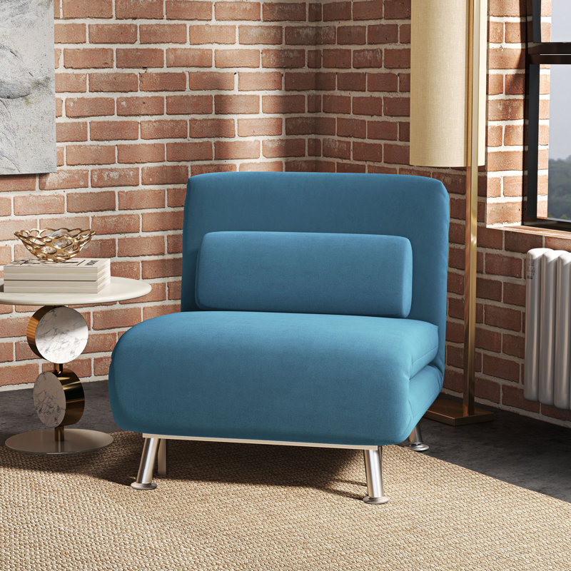 Romig Single 75cm Upholstered Convertible Sofa, Blue