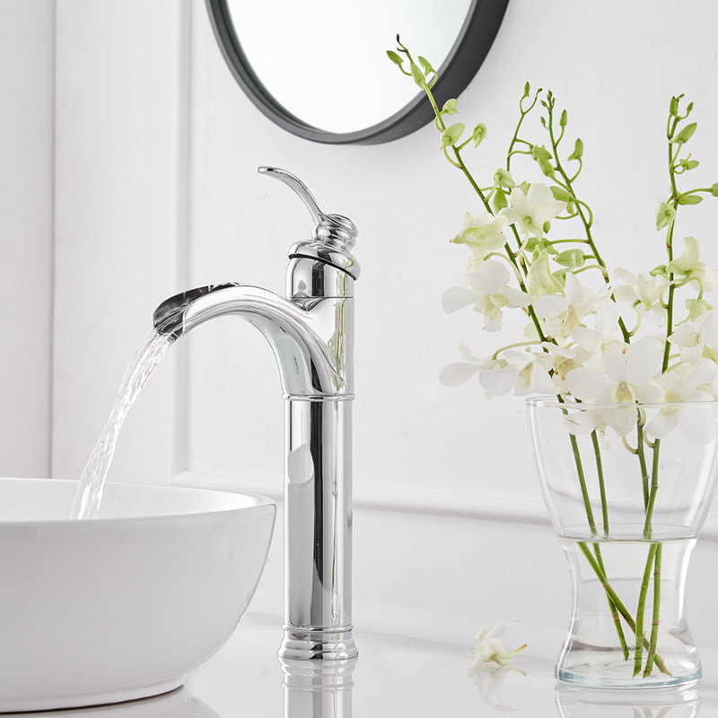 Robinet de salle de bains monotrou avec ensemble de drainage, Chrome poli