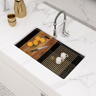 Évier de cuisine 30/33 en quartz blanc avec évier de cuisine encastré et cuve simple en composite