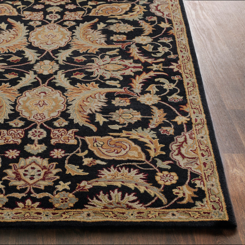 Oriental Handmade Tufted Wool Black/Camel/Beige/Brown Area Rug, Rectangle 5' x 8'