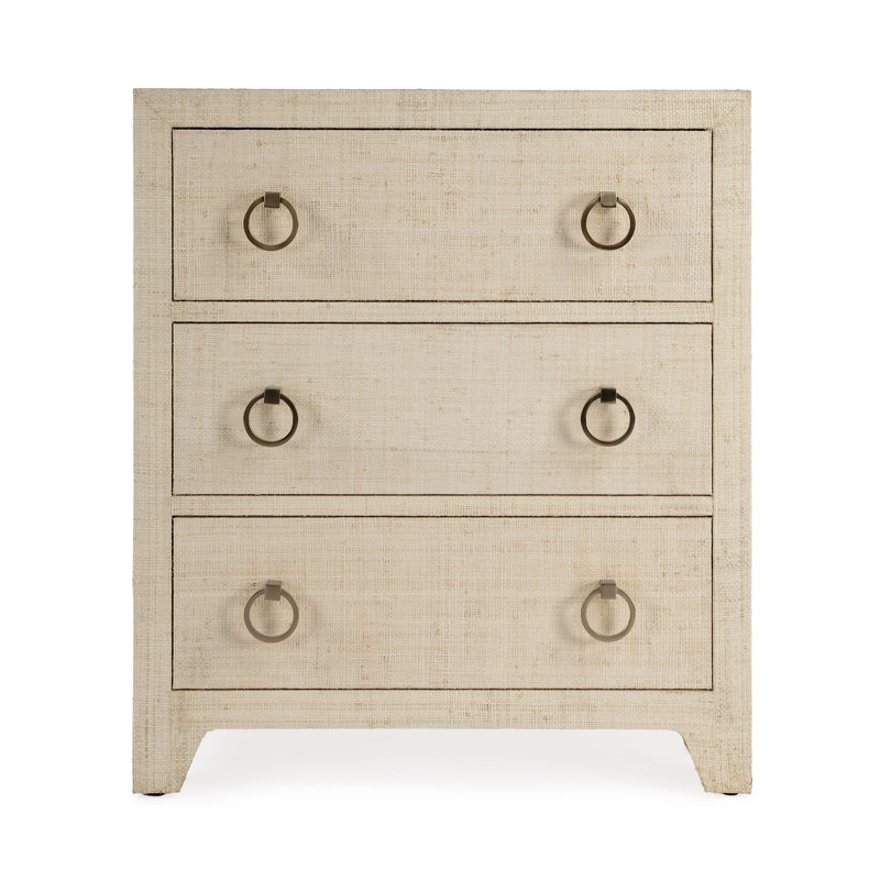 Bar Harbor Raffia 3 Drawer Nightstand, Natural