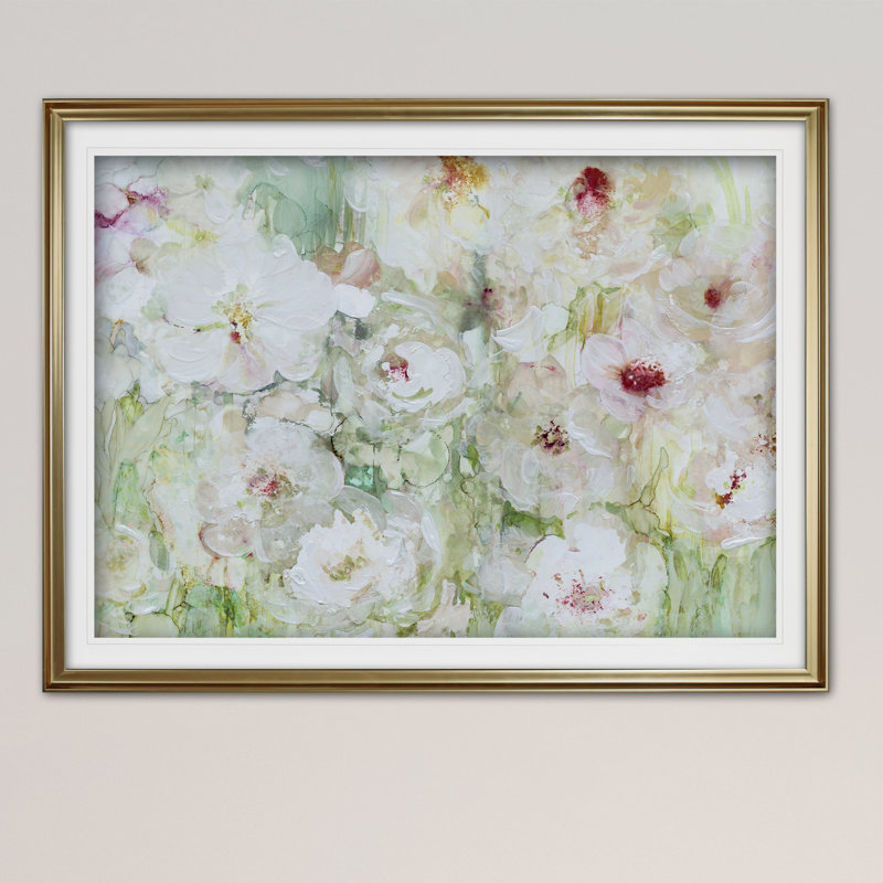 « jardin blanc », reproduction de peinture à l’acrylique encadrée, Argent, H 24 po x l 32 po x P 1,5 po