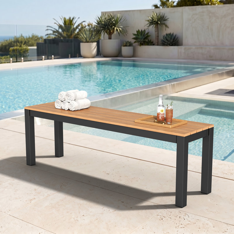 Banc d'extérieur en aluminium, Teak