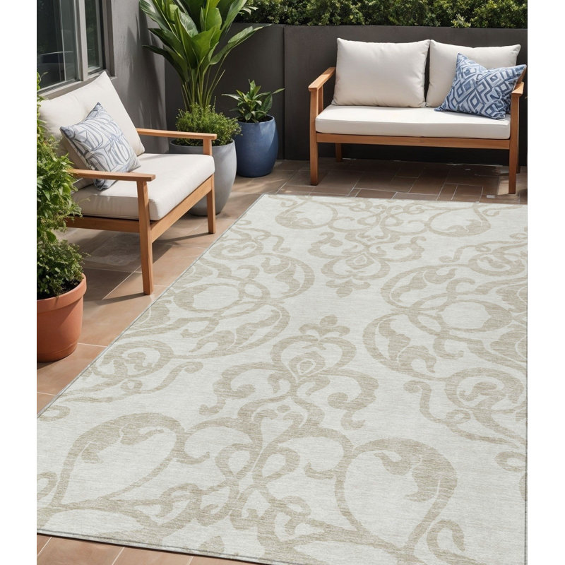 Tapis intérieur lavable damassé 5 pi x 8 pi