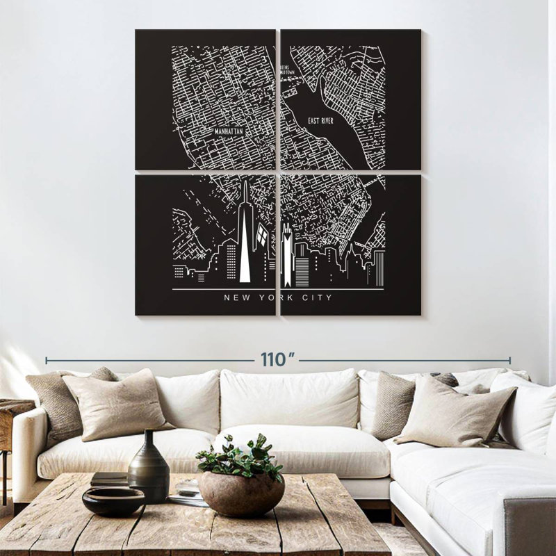 Manhattan Map, 74" H x 74" W