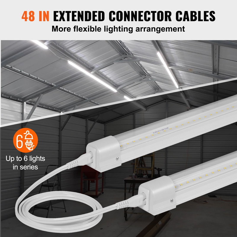 Paquet de 10 lumières d'atelier DEL, 4 pi, 40 W, luminaire d'atelier pouvant être raccordé, 6500 lumières de plafond de 60 po avec cordons d'alimentation avec interrupteur marche / arrêt, câbles de raccordement de 48 po, pour garage, entrepôt, atelier, bureau