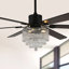 Ventilateur de plafond moderne en cristal de 65 pouces avec lumière et télécommande, moteur à courant continu silencieux à 6 vitesses, minuterie pour grand salon, chambre à coucher