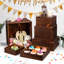 6-Piece Rustic Brown Wood Display Riser Set for Dessert Tables and Party Decor