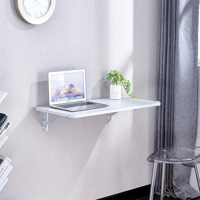 Wall Mounted Folding Table/Fold Down Desk For Shed,Home Office, Laundry Room, White, 2" H x 31.50" W x 15.80" D