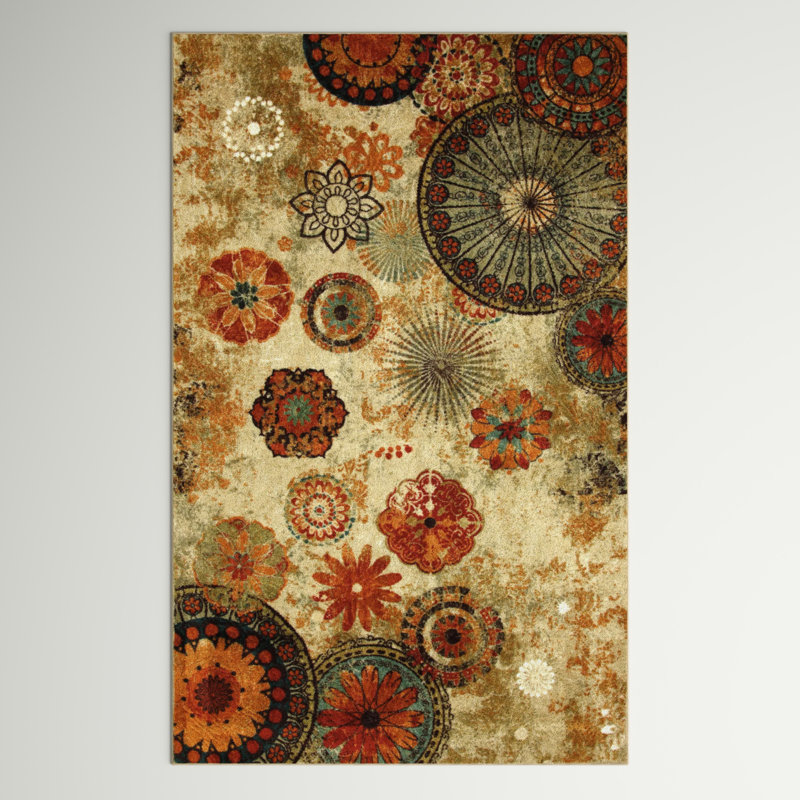 Feliks Multicolor Modern Floral Area Rug, Rectangle 5' x 8'