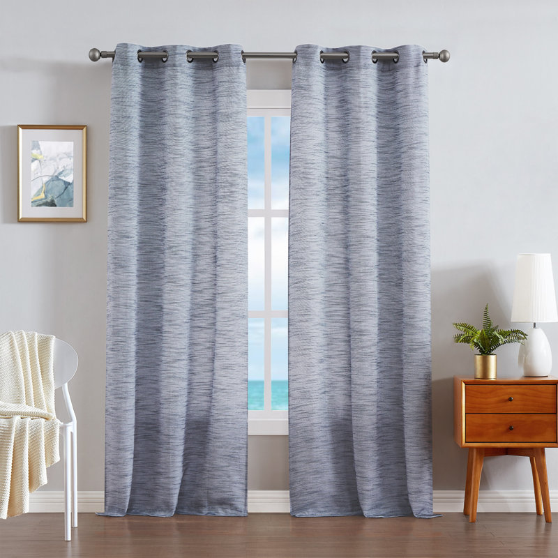 Nautica Julius Light Filtering Grommet Window Curtains, Gray, 36" x 96"