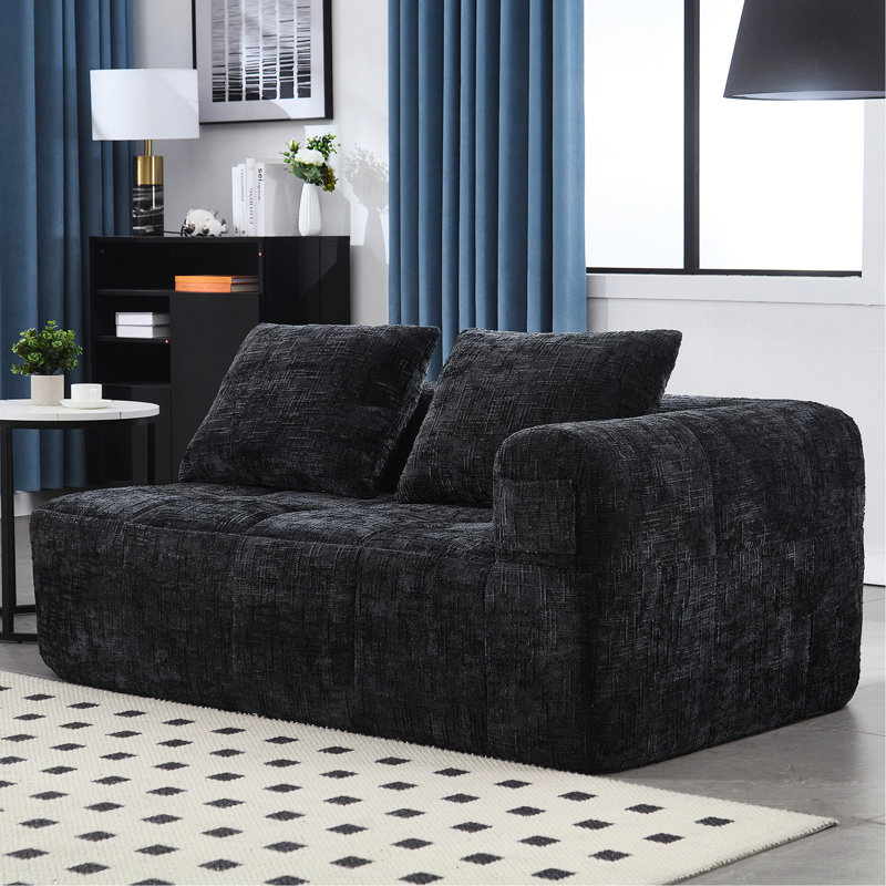Chenille confortable pour se blottir, H 29,36 po x l 30,46 po x P 29,73 po, Noir