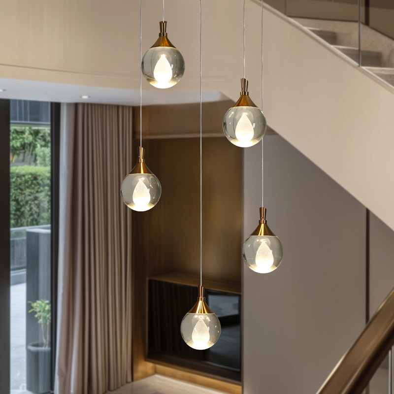 Luminaire suspendu pour îlot de cuisine 5 lumières Chantae