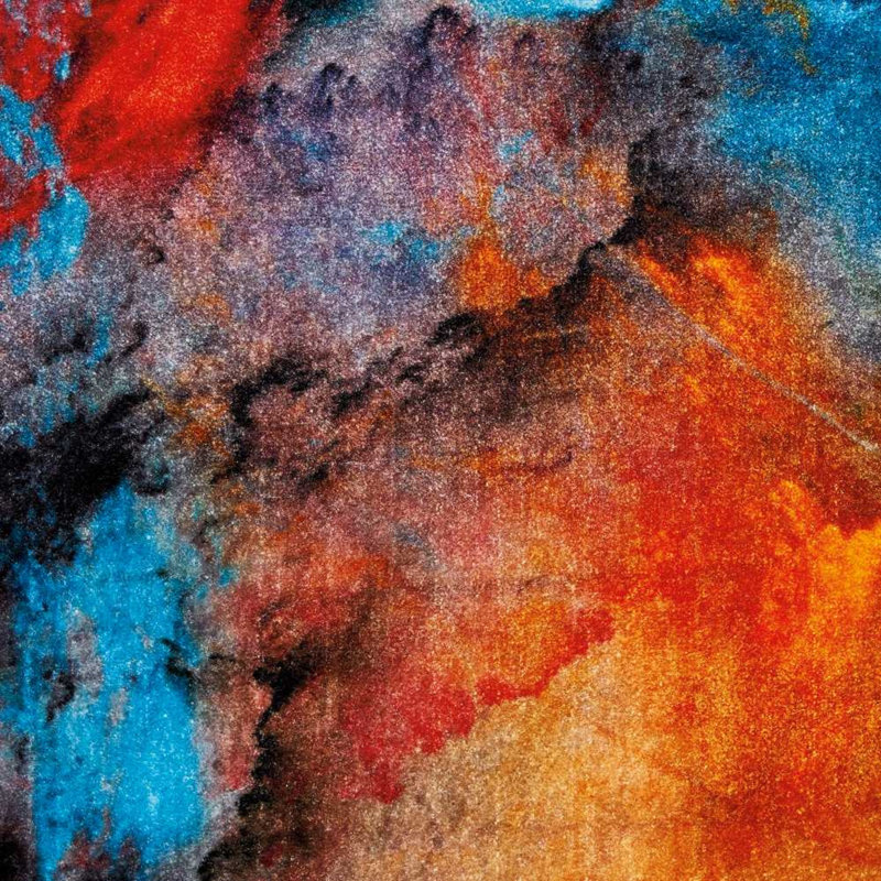 Edite Orange/Blue/Purple Area Rug, Rectangle 5'3" x 7'3"