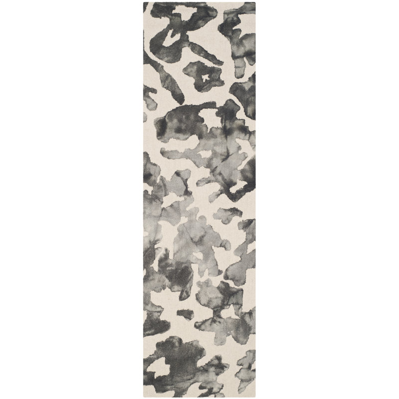 Tapis gris en laine touffeté à la main Falmer, Tapis de couloir 2 pi 3 po x 8 pi
