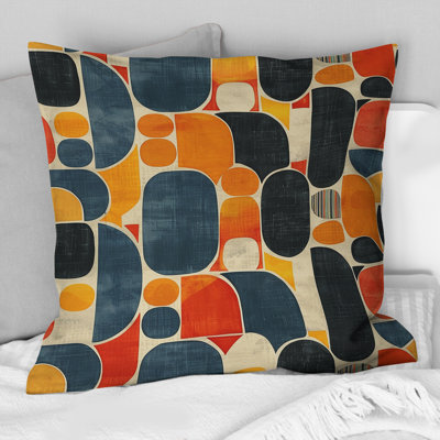Coussin orange et vert Midcentury