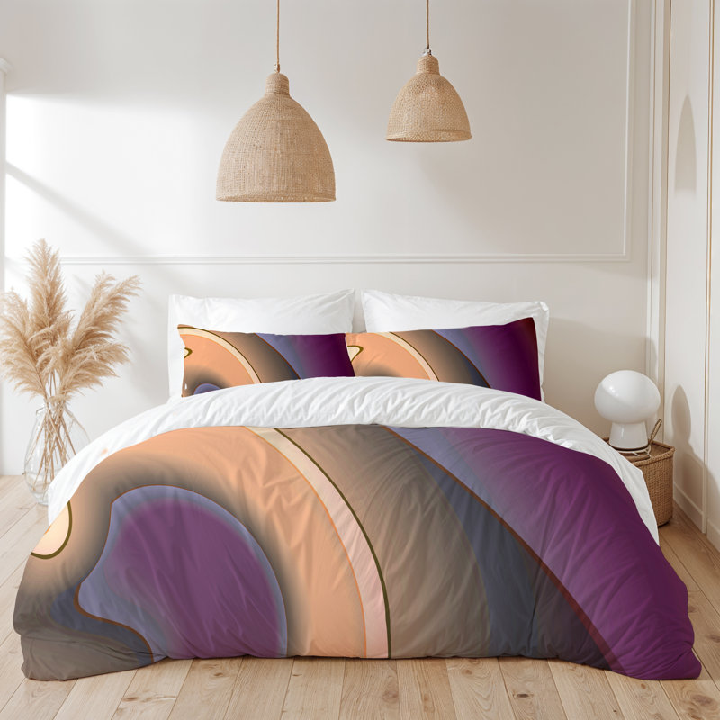 Swirl Abstract Comforter Set, King Comforter + 2 King Pillow Shams