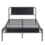 Structure de lit double Kempst avec tête et pied de lit en bois, lit plateforme industriel en métal avec support à lattes robuste, aucun sommier tapissier requis, noir-1593960964-1484010325