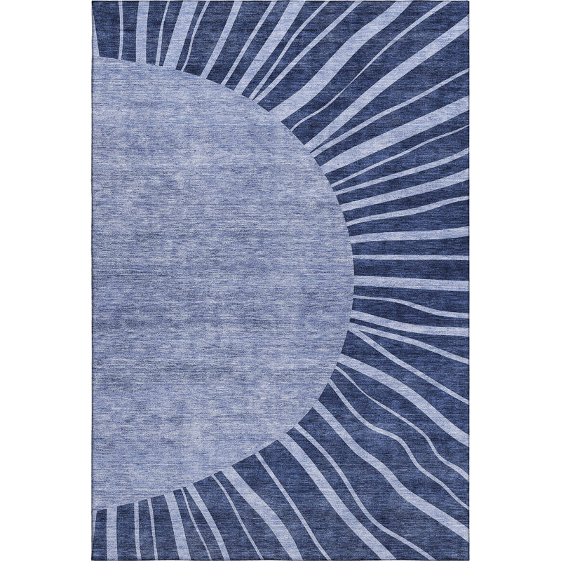 Premium Machine Washable Prisco Navy Rug, Rectangle 10' x 14'