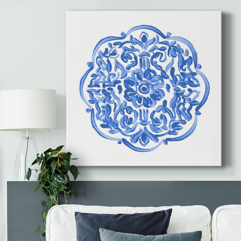 Porcelaine médaillon IV sur toile, H 40 po x l 40 po x P 1,5 po