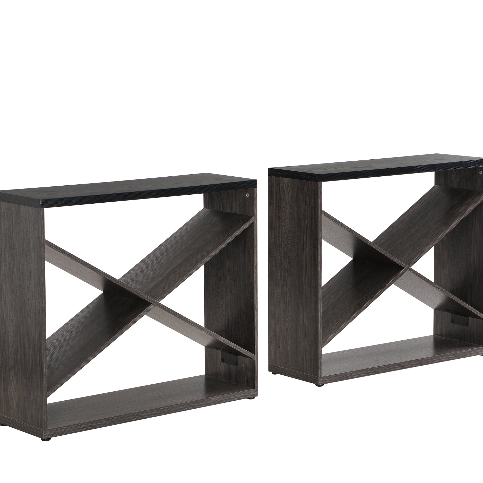 Latitude Run® 72.48 Inch Console Table With Storage, Black Rectangular ...