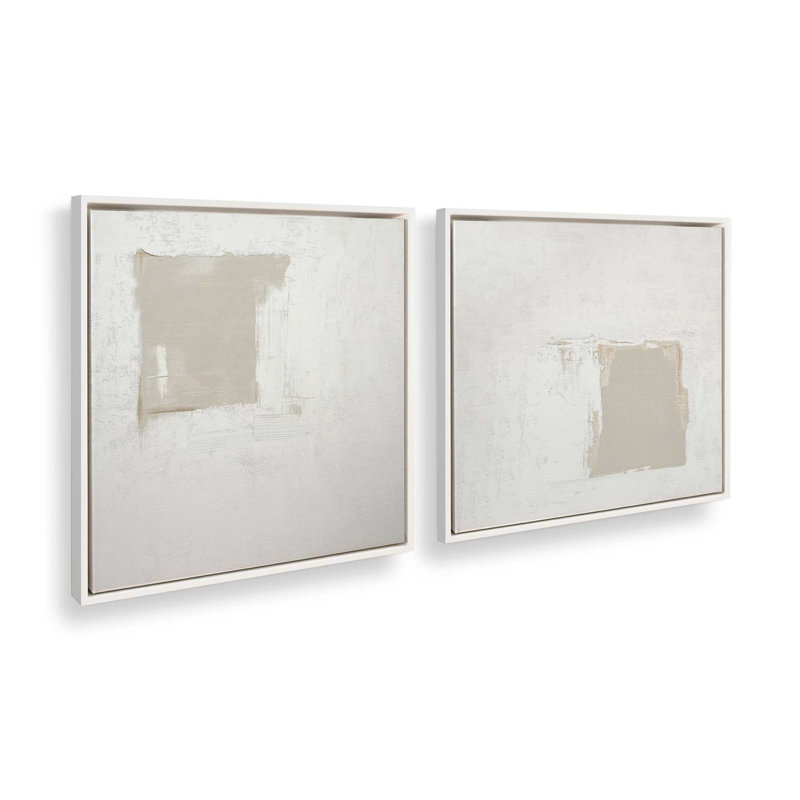 Ensemble de 2 estampes ivoire, Cadre flottant blanc opaque, 12 po x 12 po
