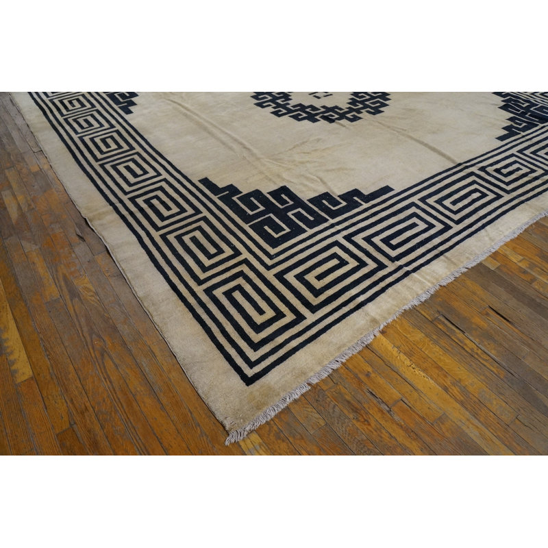 Antique Chinese - Mongolian Room Size Wool Ivory Rug