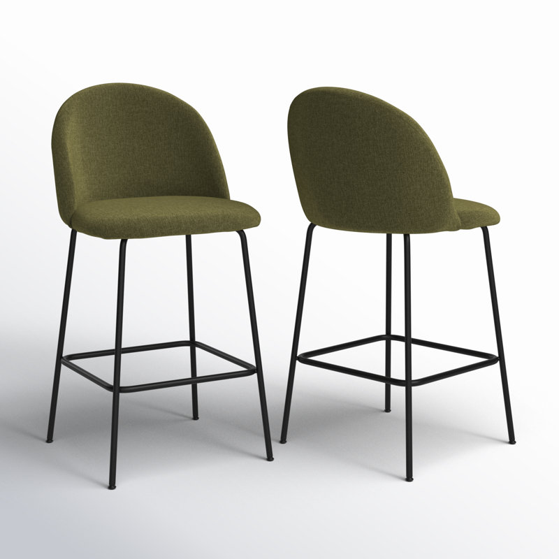 Ballance 25'' Upholstered Low Back Counter Stool, Green Basketweave
