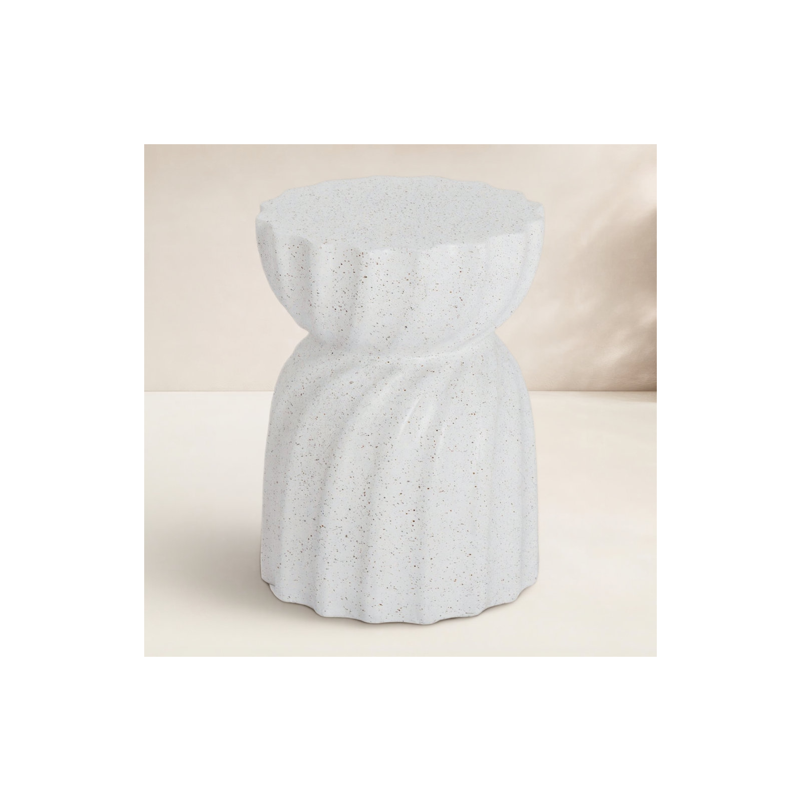 14.2'' Stone Outdoor Side Table, White