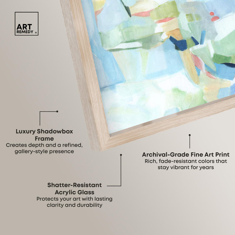Décoration murale d'été Tranquil Blues Shadowbox par Art Remedy, 13" H x 13" W, Crème, crème