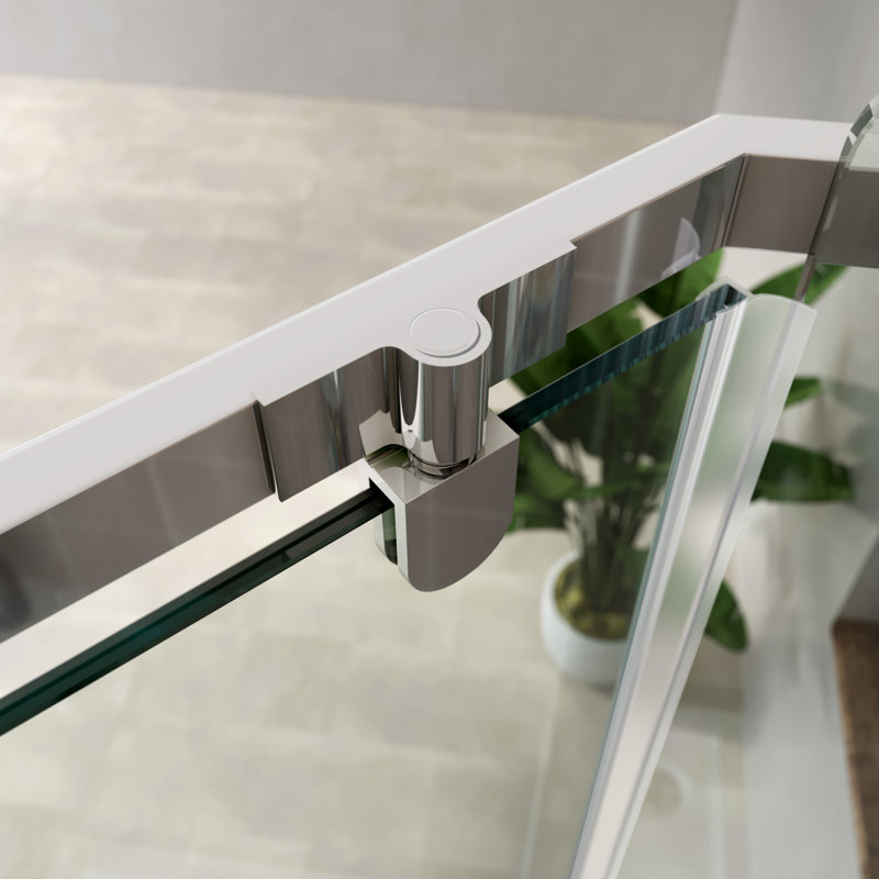 90x90x190cm Diamond-Shaped Semi-Frameless Shower Enclosure with Shower Tray,  Silver