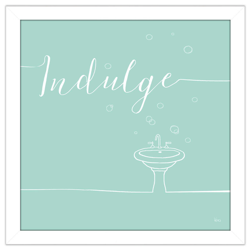 «Underline Bath VII Teal», art textuel, Cadre blanc, H 31,5 po x l 31,5 po x P 1 po