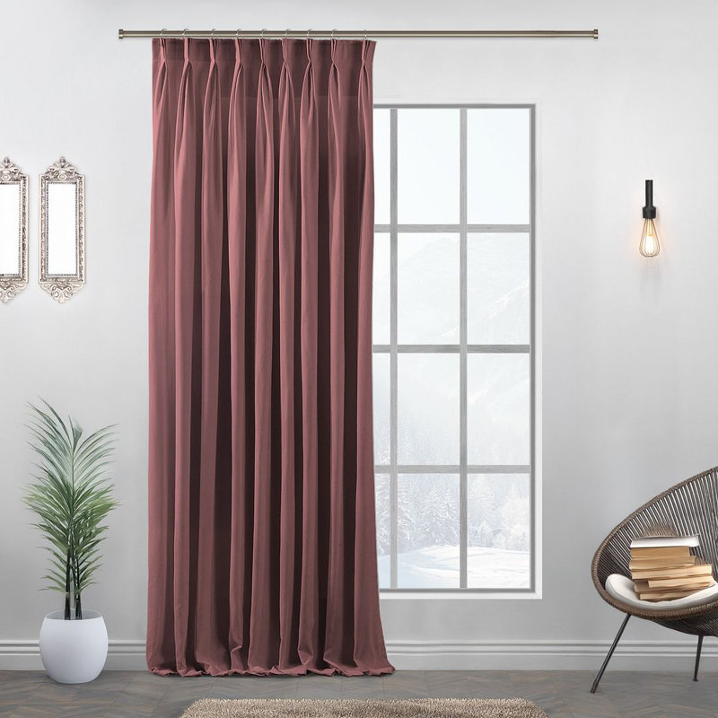 Room Darkening Single Curtain Panel, 245cm Width x 400cm Drop, Pink