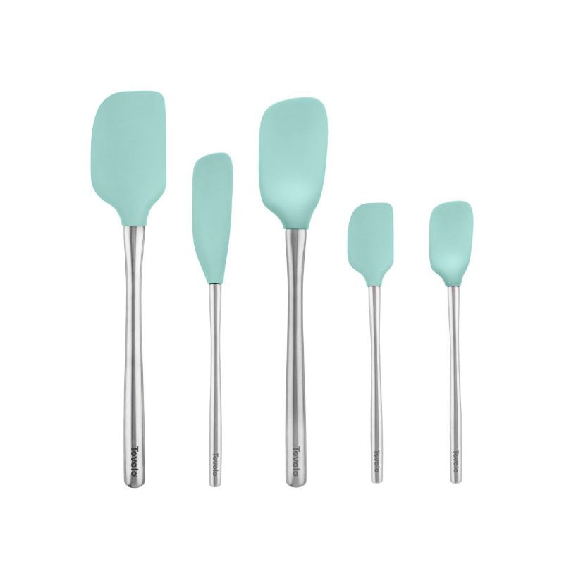 Flex-Core Stainless Steel Handled Assorted Spatulas - Set of 5, Aqua
