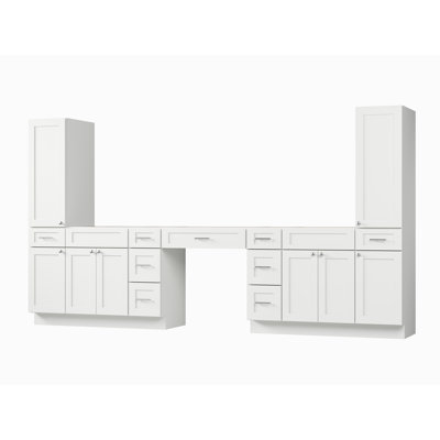 Disar 132'' Double Bathroom Vanity With Tall Linen Cabinet Dovetail Solid Wood Drawer Base Only