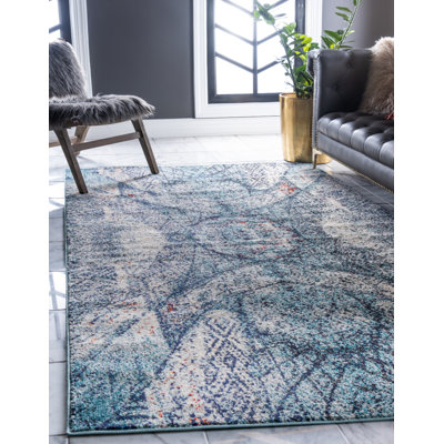 Tapis bleu / crème / bleu Dimonetta