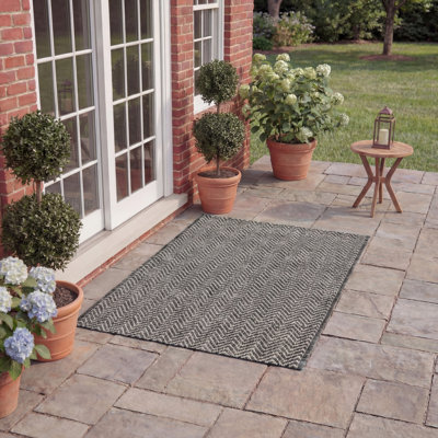 Tapis intérieur / extérieur noir / beige Arneshia
