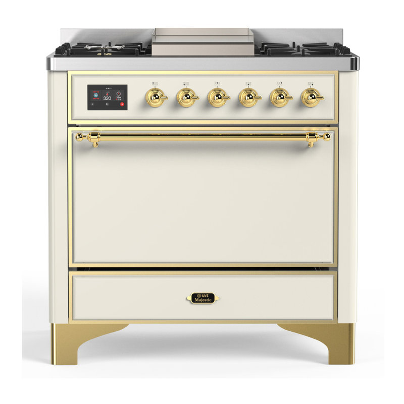 Majestic III Series 36 Inch Dual Fuel Range with 6 Sealed Burners, Griddle, in Emerald Green (Natural Gas, Copper Trim)