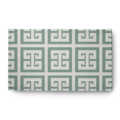 Tapis intérieur / extérieur géométrique tissé à plat couleur sauge