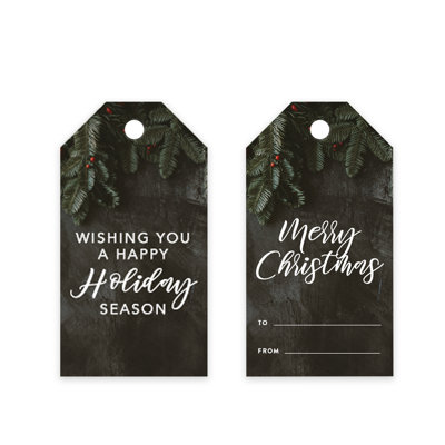  Christmas Gift Tags Merry Christmas Green Tree Branch 60-Pack