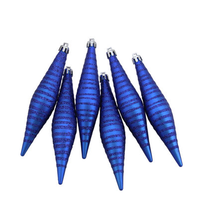 Glitter Stripes Shatterproof Christmas Finial Drop Ornament