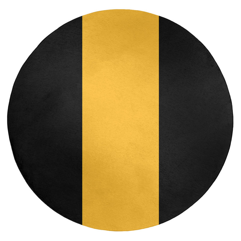 Tapis noir/doré tissé à plat Pittsburgh, Rond 5 pi