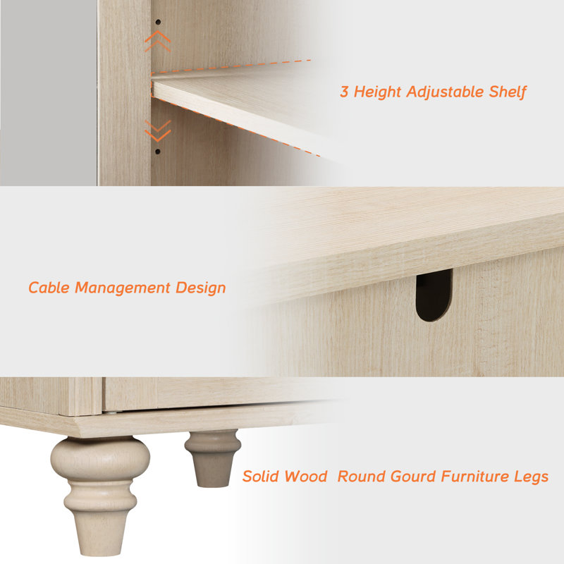Demitrie 135.4'' Sideboard, Beige/Beige