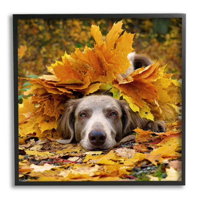 " Happy Puppy Autumn Foliage " by Lil' Rue Painting Print