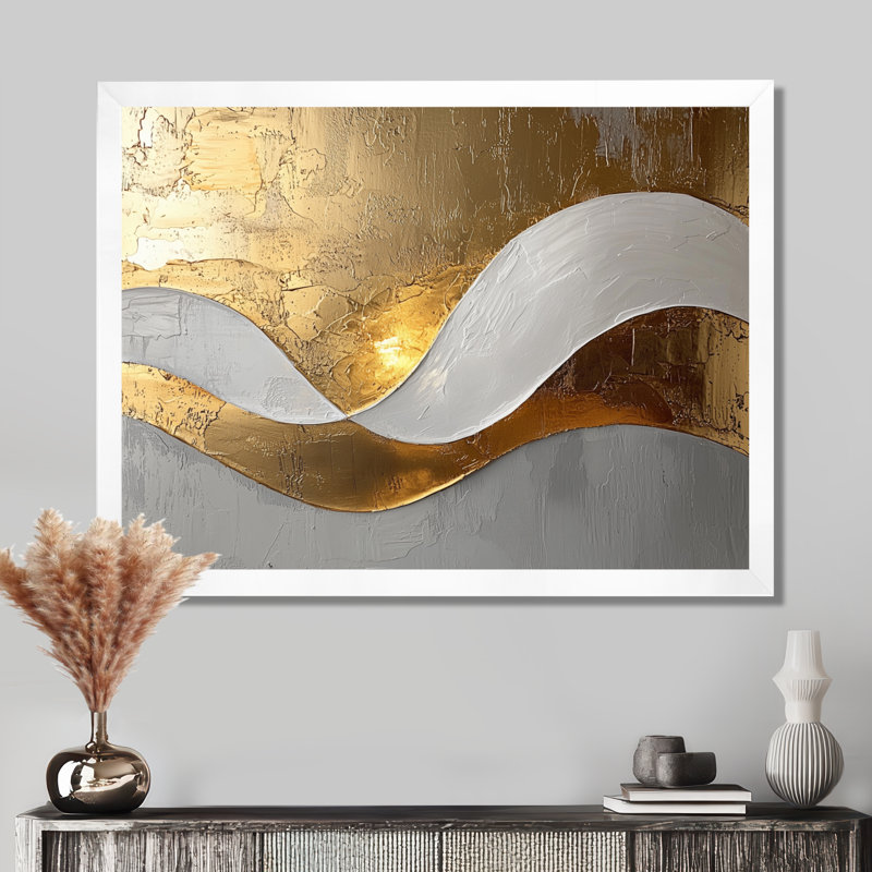 Amaro I - Abstract Large Wall Art, Cadre simple, H 24 po x l 32 po, Blanc