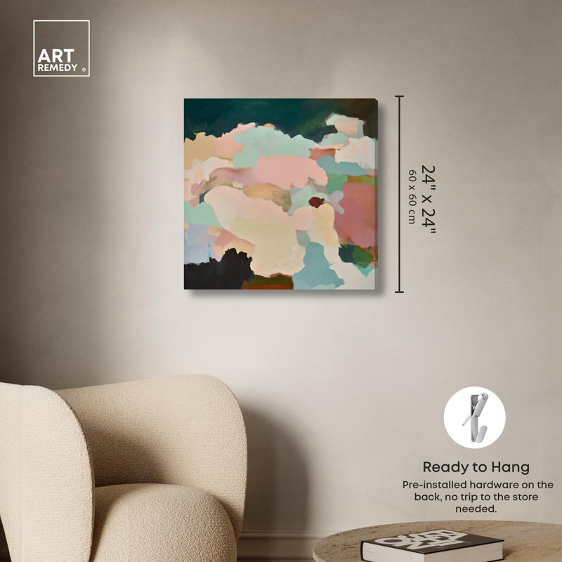 «Brushed Beauty I», art mural vert sur toile par Art Remedy, H 24 po x l 24 po, Toile tendue