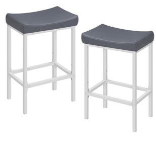 Saddle Barstools with Curved Surface,Set of 2, Black