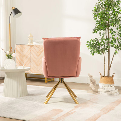 Fauteuil d'appoint pivotant contemporain à dossier haut en velours Velvet