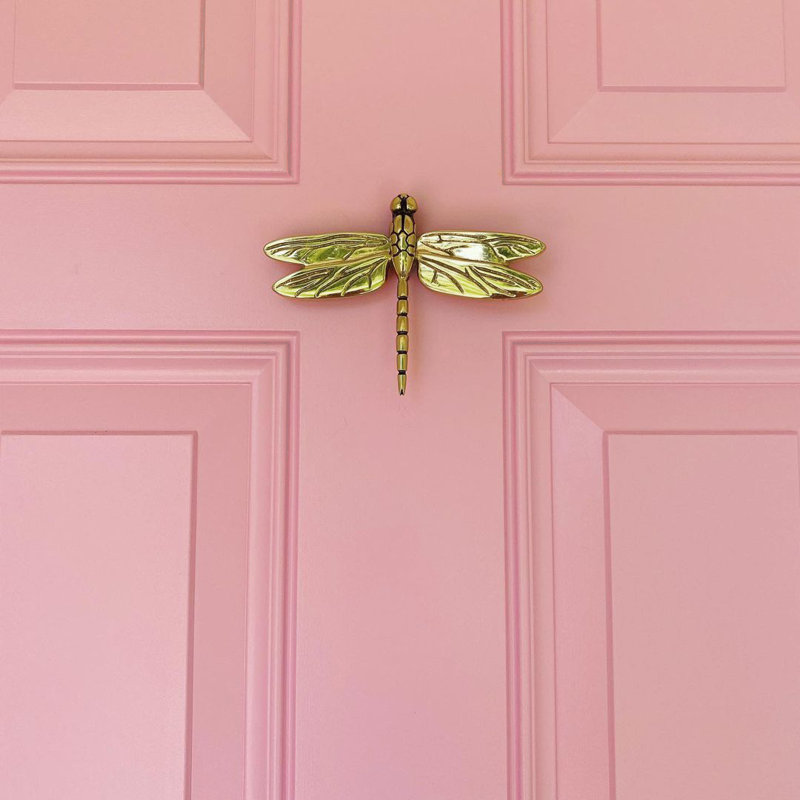 Dragonfly in Flight Door Knocker, Brass, 4.5" H x 6.25" W x 1.25" D